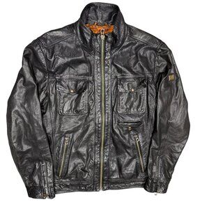 Hugo Boss Lamb Leather Jacket Motorcycle GR-Joetze Black Small